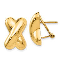 14k Polished X Omega Back Post Earrings-E157