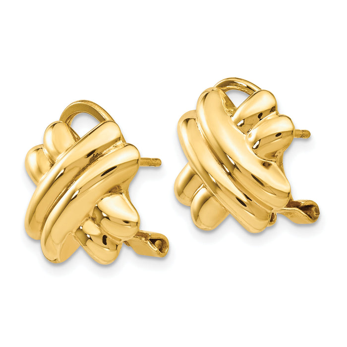 14k Polished X Omega Back Post Earrings-E160