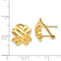 14k Polished X Omega Back Post Earrings-E160