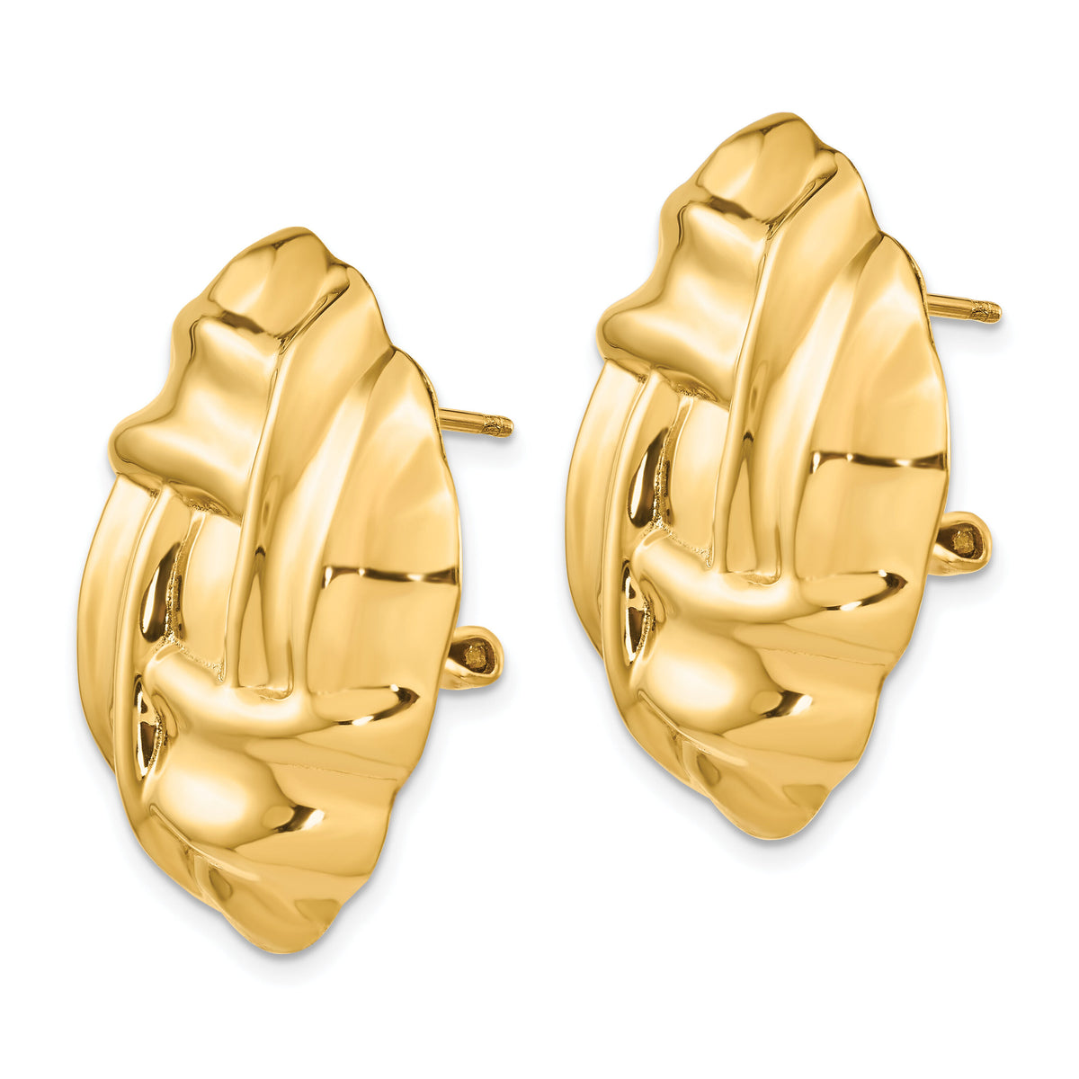 14k Polished Fancy Omega Back Post Earrings-E397