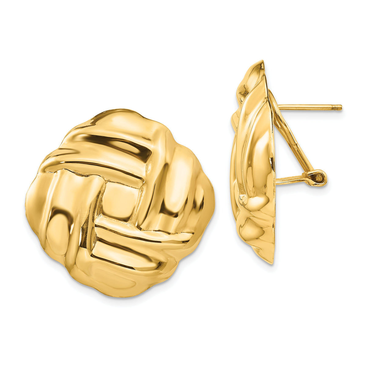 14k Polished Fancy Omega Back Post Earrings-E397