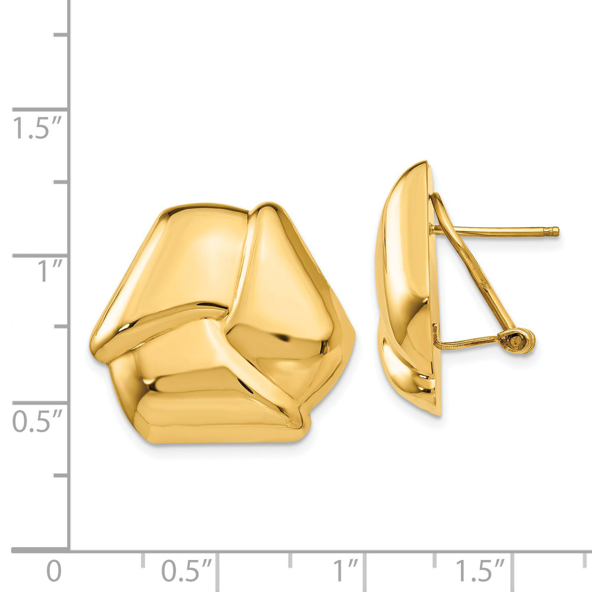 14k Polished Knot Omega Back Post Earrings-E428