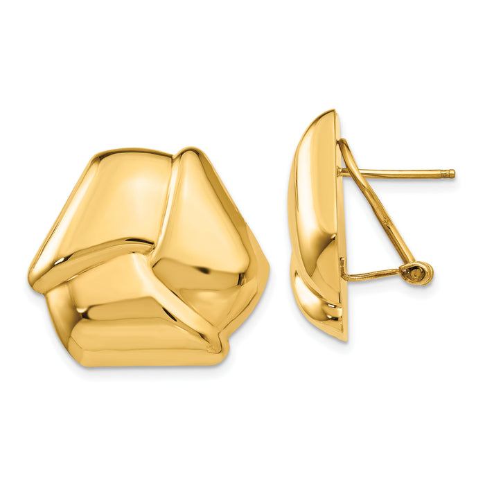 14k Polished Knot Omega Back Post Earrings-E428