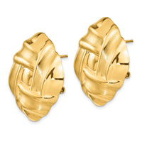 14k Polished & Satin Omega Back Post Earrings-E564