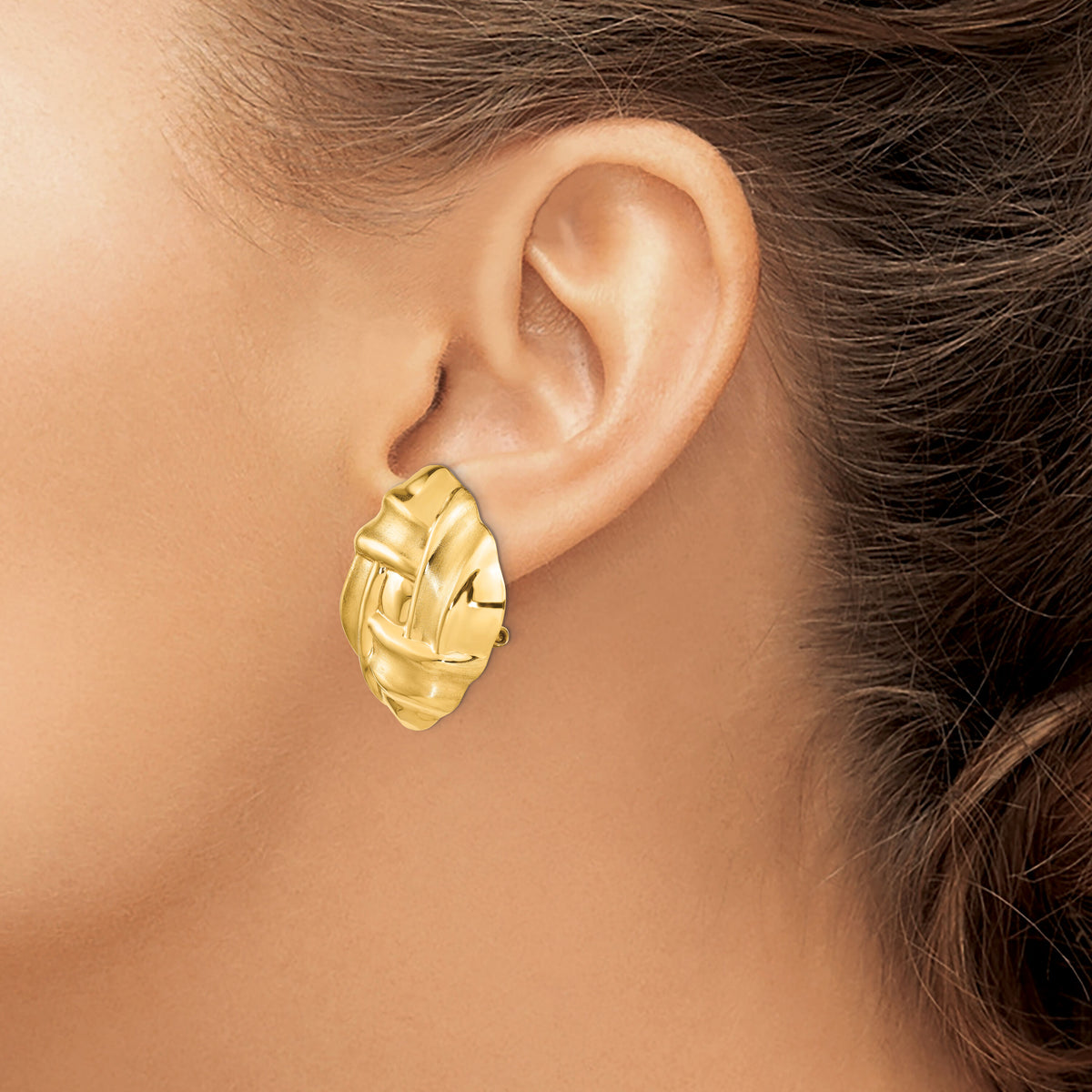 14k Polished & Satin Omega Back Post Earrings-E564