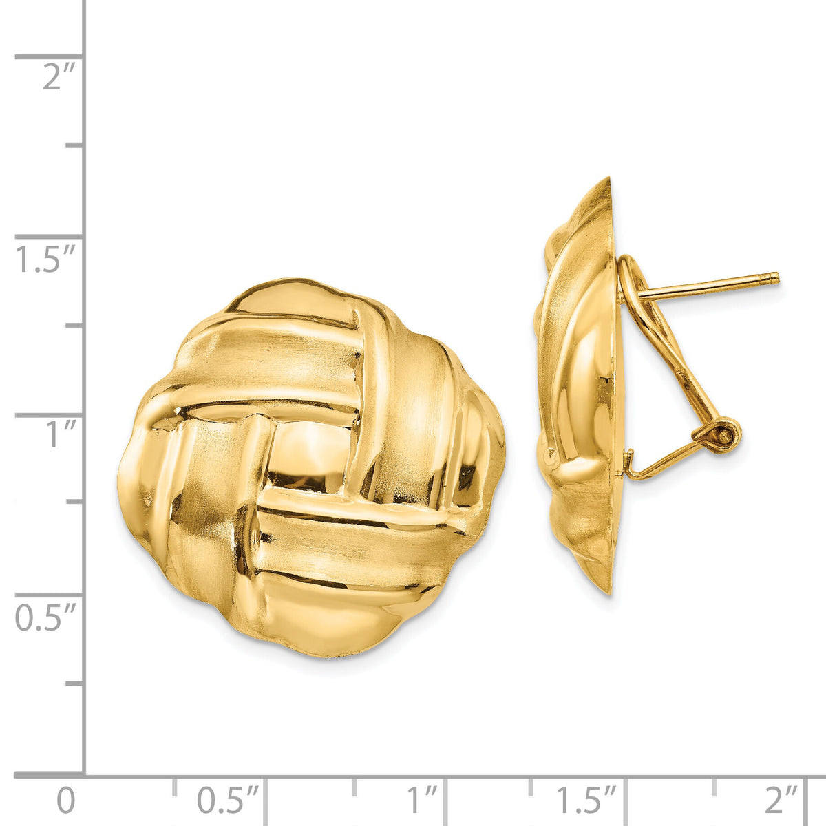 14k Polished & Satin Omega Back Post Earrings-E564