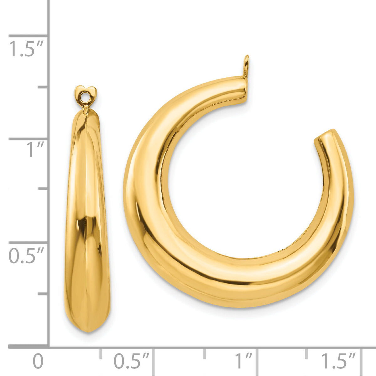14k Polished Hollow Hoop Earring Jackets-E622J