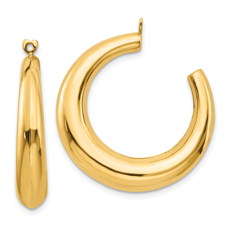 14k Polished Hollow Hoop Earring Jackets-E622J
