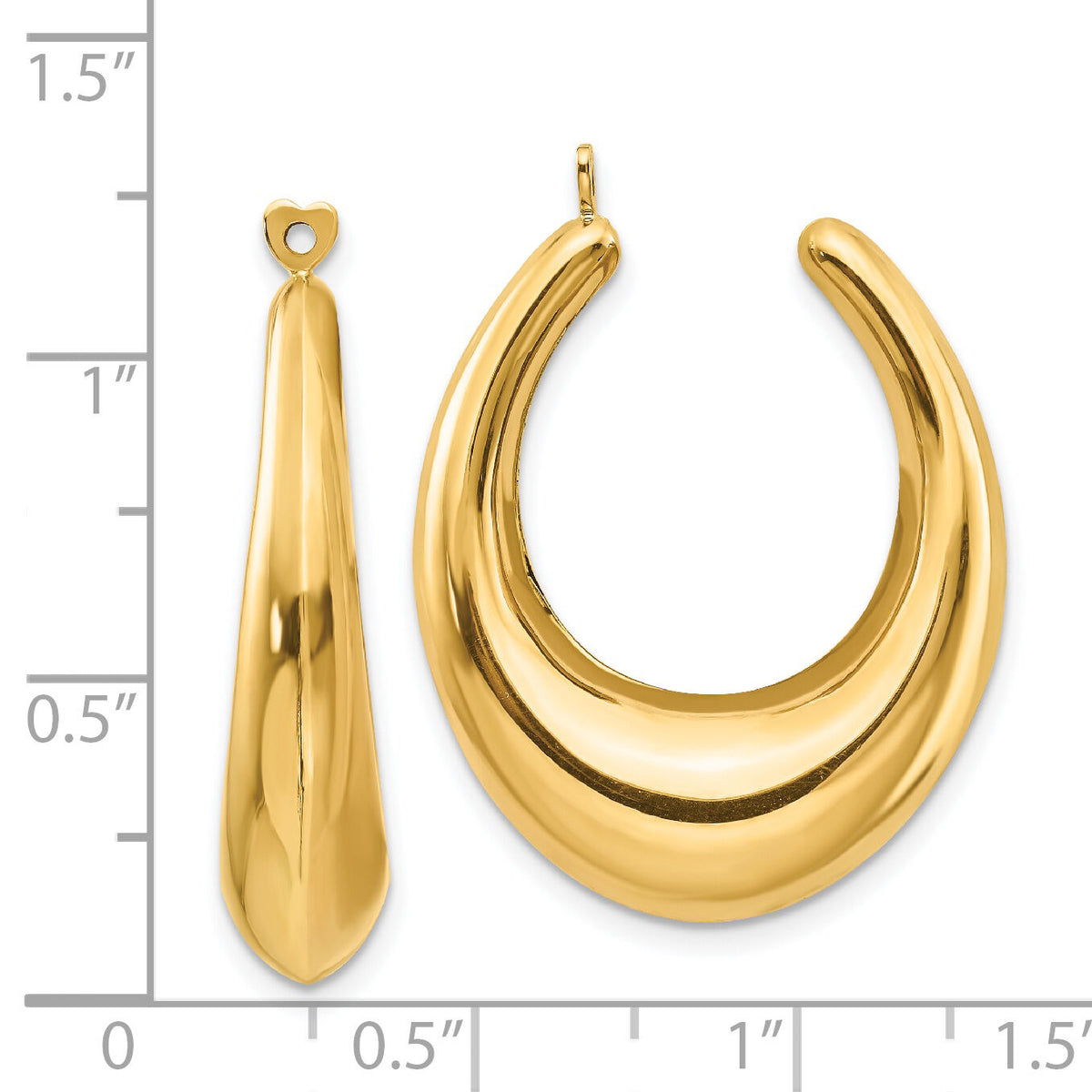 14k Polished Hollow Hoop Earring Jackets-E624J