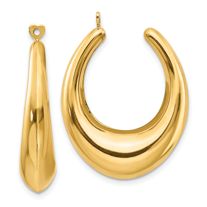 14k Polished Hollow Hoop Earring Jackets-E624J