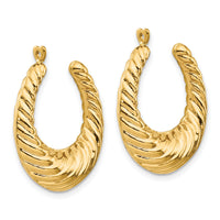 14k Polished Twisted Hollow Hoop Earring Jackets-E627J