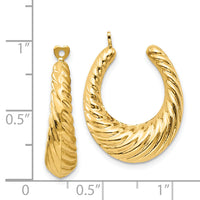 14k Polished Twisted Hollow Hoop Earring Jackets-E627J