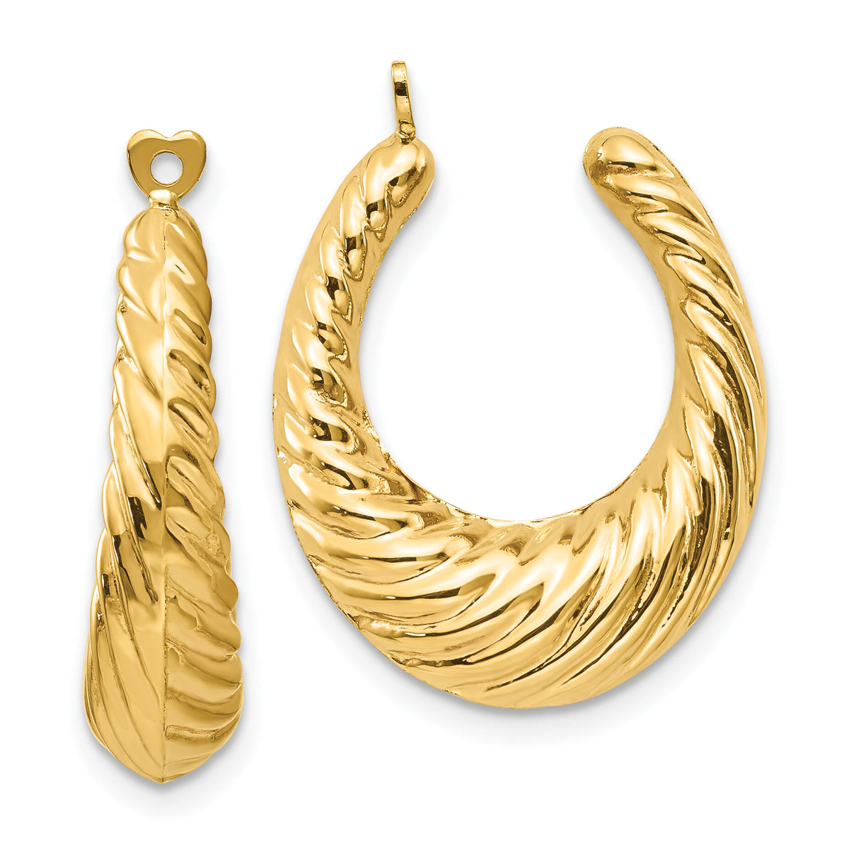 14k Polished Twisted Hollow Hoop Earring Jackets-E627J