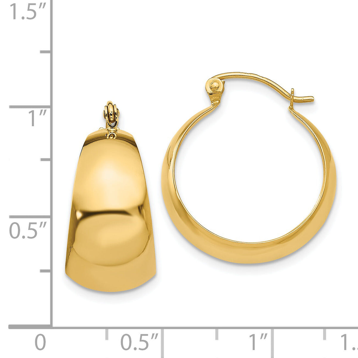 14k Polished 10.5mm Tapered Hoop Earrings-E673