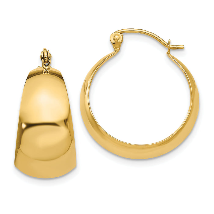 14k Polished 10.5mm Tapered Hoop Earrings-E673