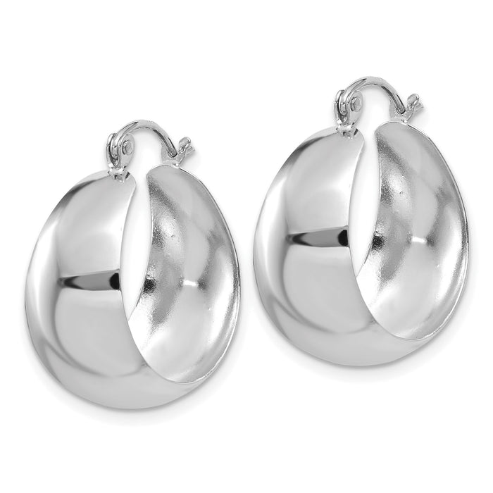 14k White Gold Polished 10.5mm Tapered Hoop Earrings-E673W