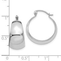 14k White Gold Polished 10.5mm Tapered Hoop Earrings-E673W