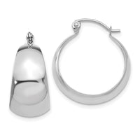 14k White Gold Polished 10.5mm Tapered Hoop Earrings-E673W