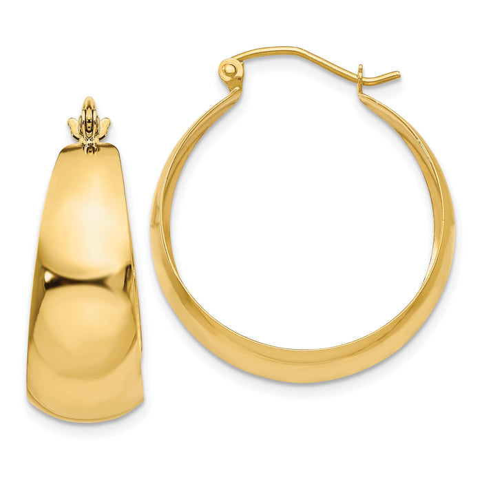 14k Polished 10.5mm Tapered Hoop Earrings-E674
