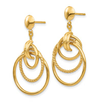 14k Polished and Textured Intertwined Circle Post Earrings-E776