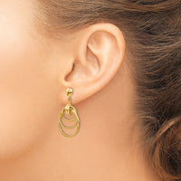 14k Polished and Textured Intertwined Circle Post Earrings-E776
