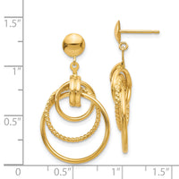 14k Polished and Textured Intertwined Circle Post Earrings-E776