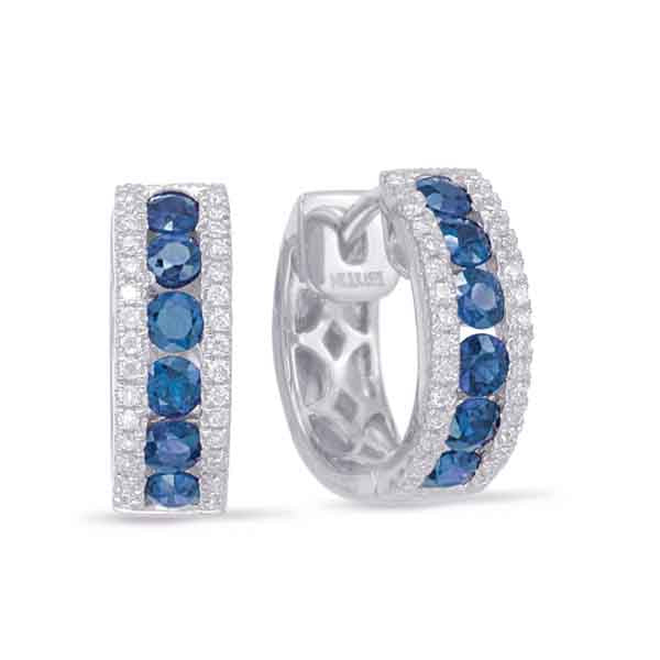 White Gold Sapphire & Diamond Huggie