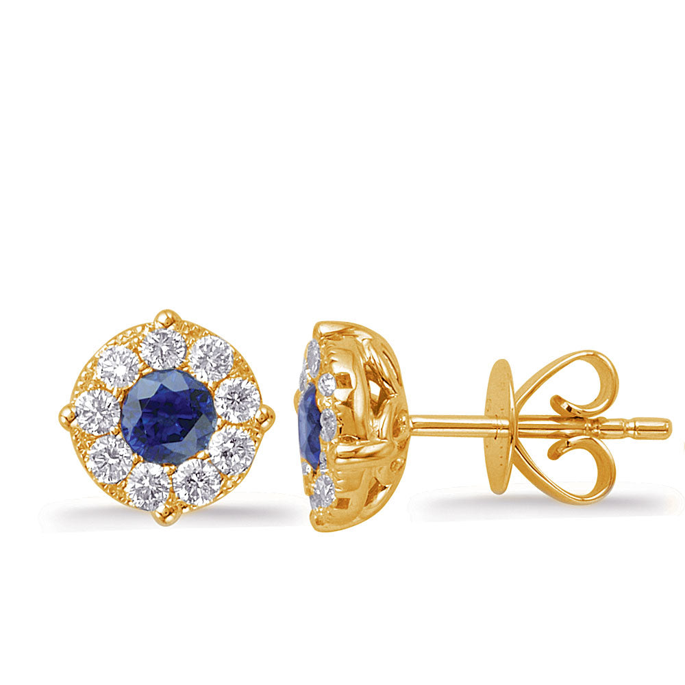 Yellow Gold Sapphire & Diamond Earring