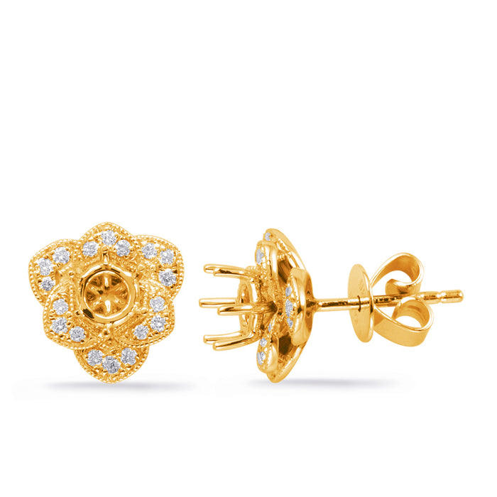 Yellow Gold Diamond Earring For .66cttw