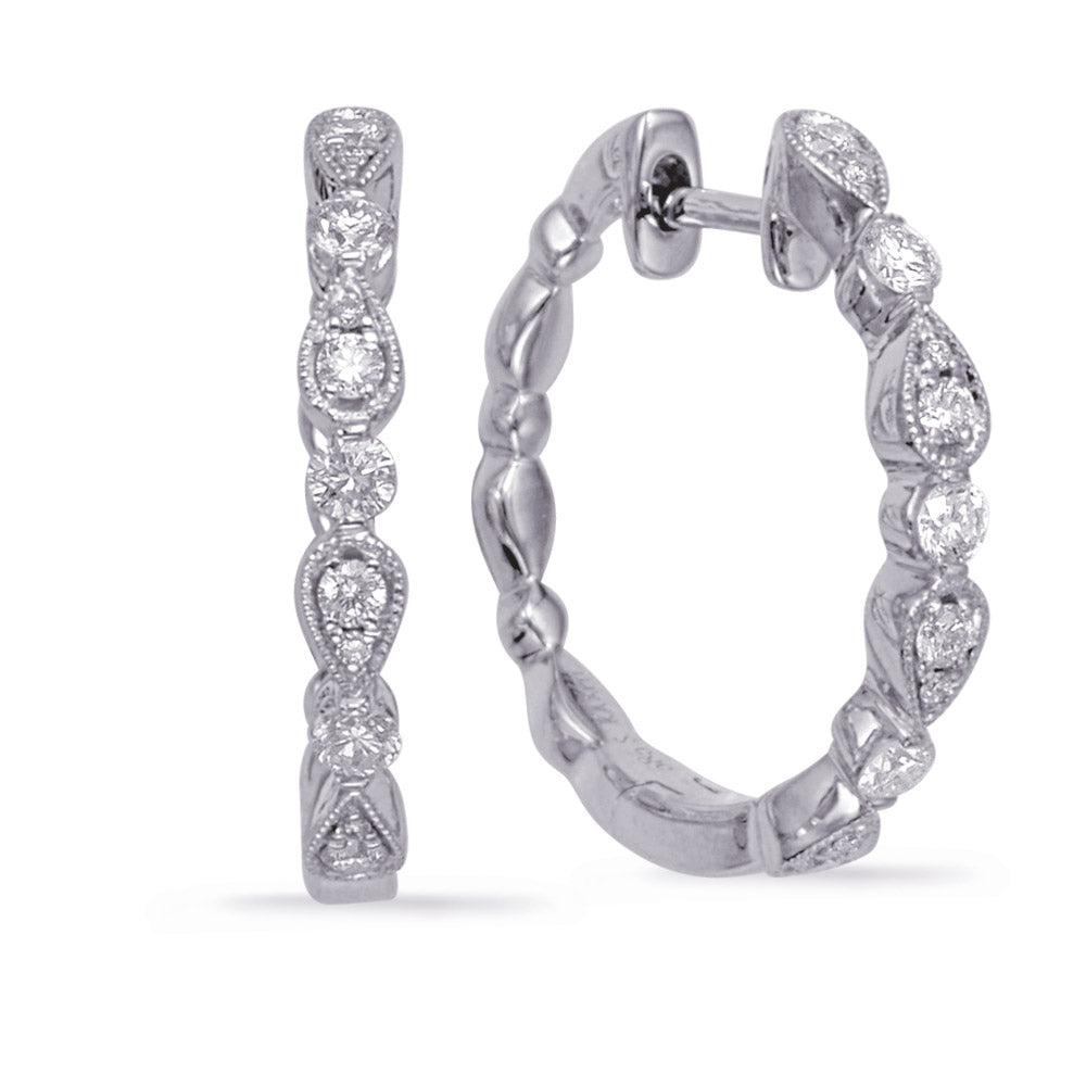 White Gold Diamond Hoop Earring