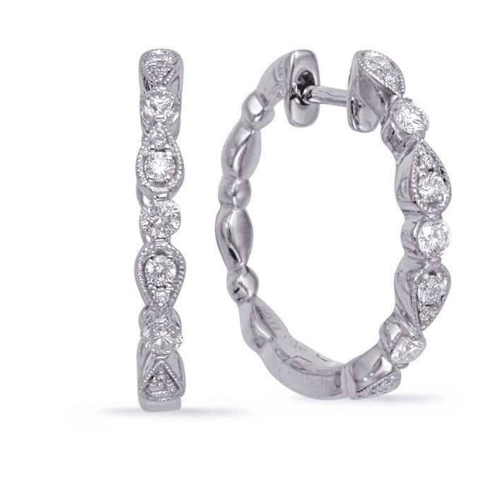 White Gold Diamond Hoop Earring