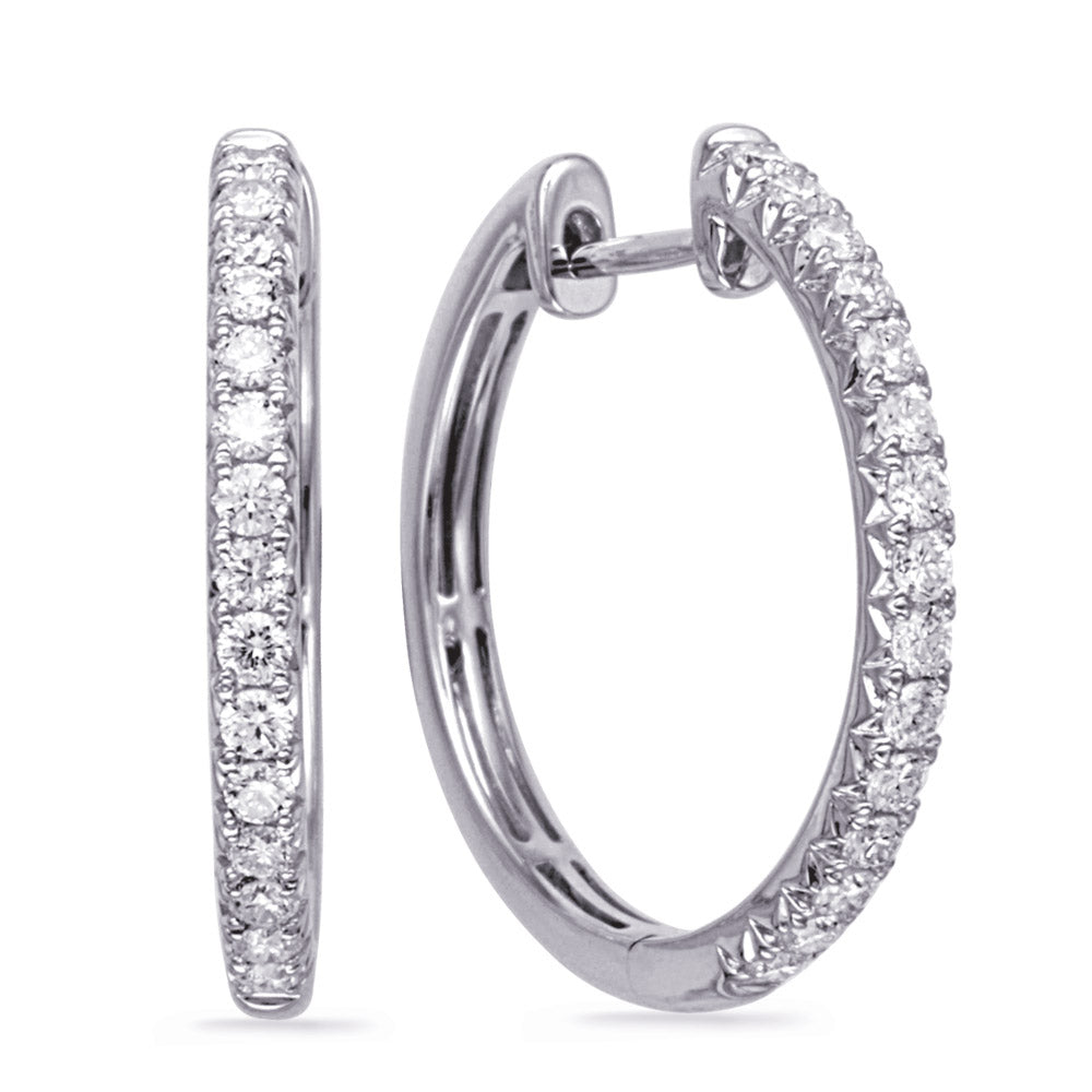 White Gold Diamond  Hoop Earring