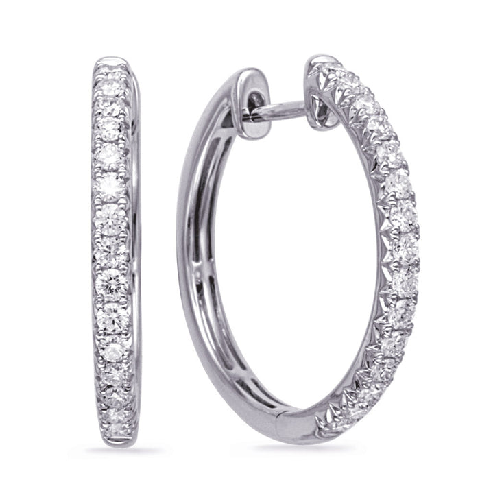 White Gold Diamond  Hoop Earring