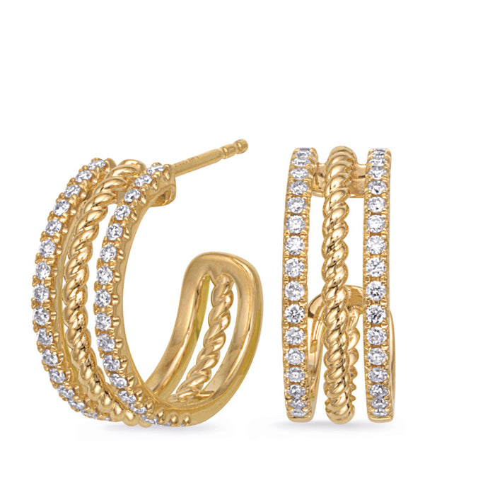 Yellow Gold Diamond Earring