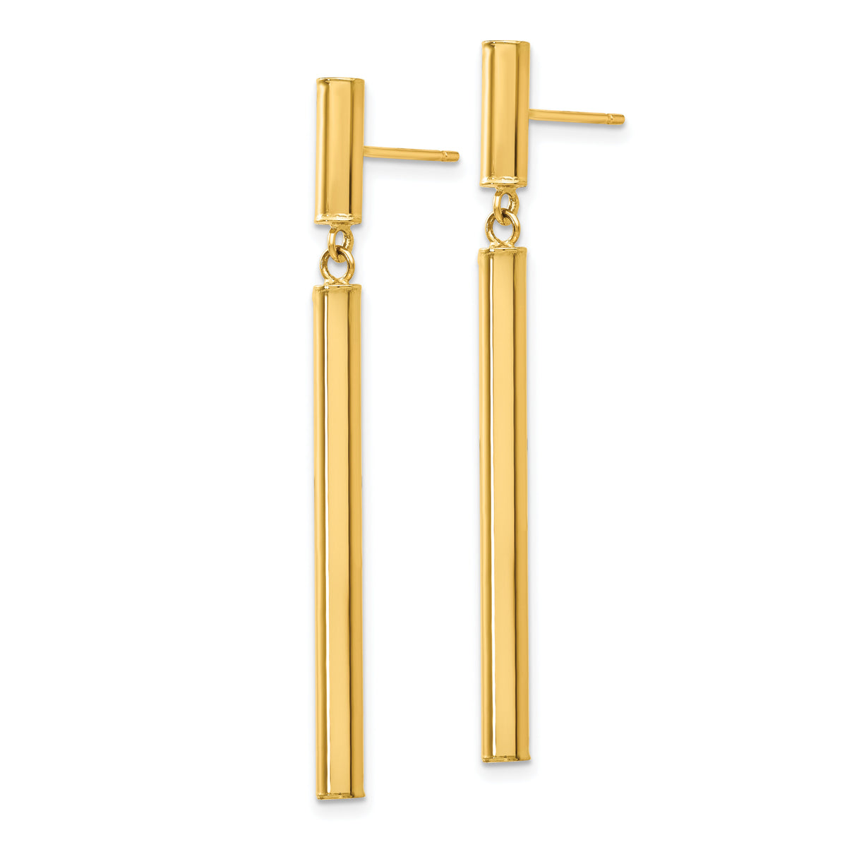 14k Fancy Dangle Round Tube Earrings-E812