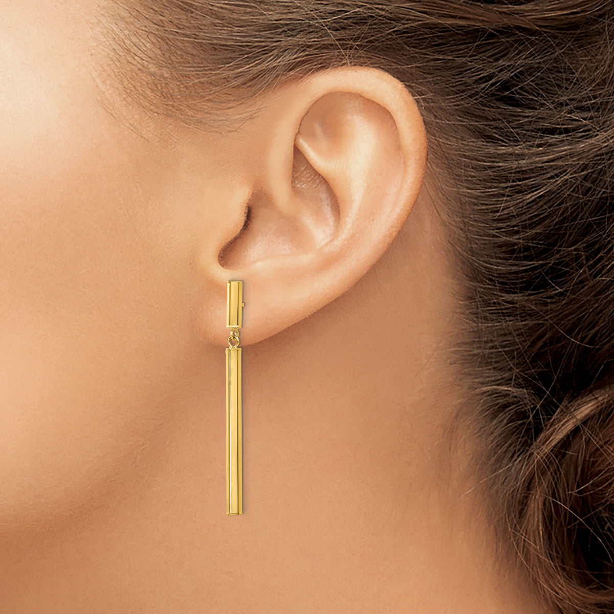 14k Fancy Dangle Round Tube Earrings-E812