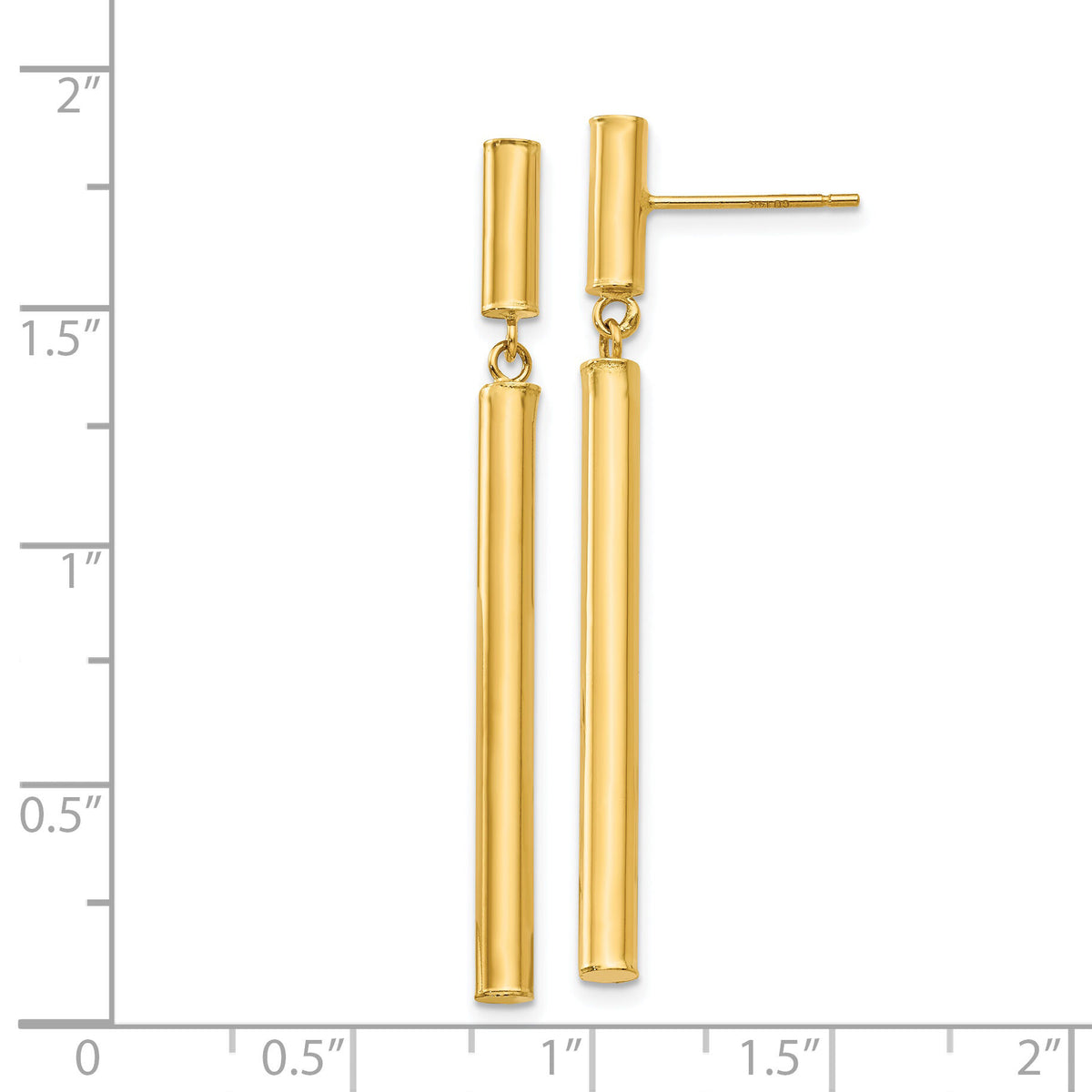 14k Fancy Dangle Round Tube Earrings-E812