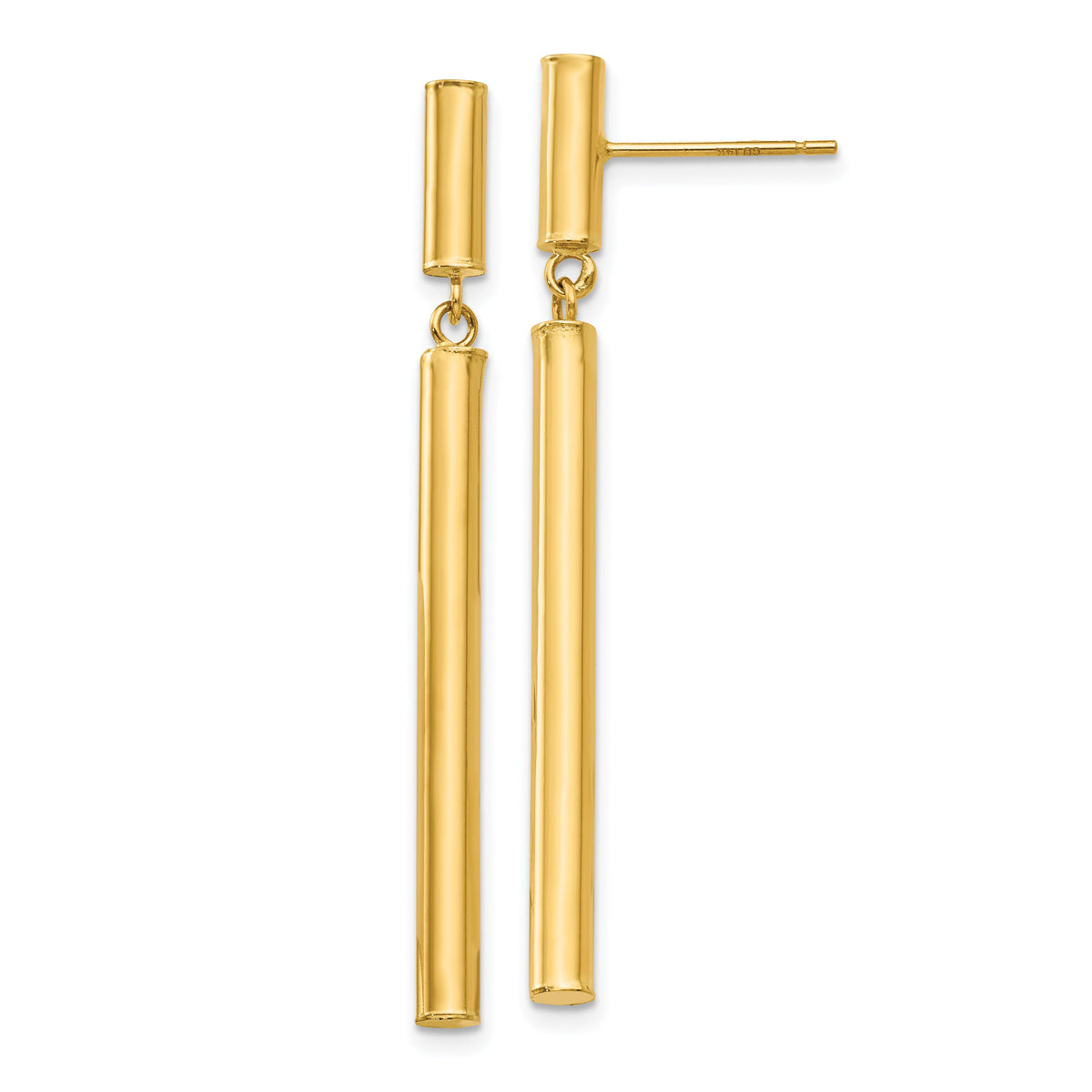 14k Fancy Dangle Round Tube Earrings-E812