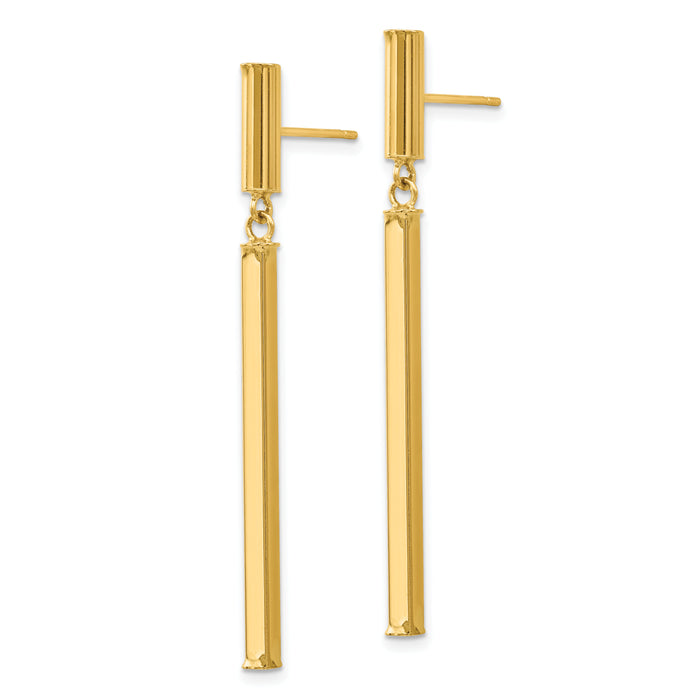 14k Fancy Squared Post Dangle Earrings-E815