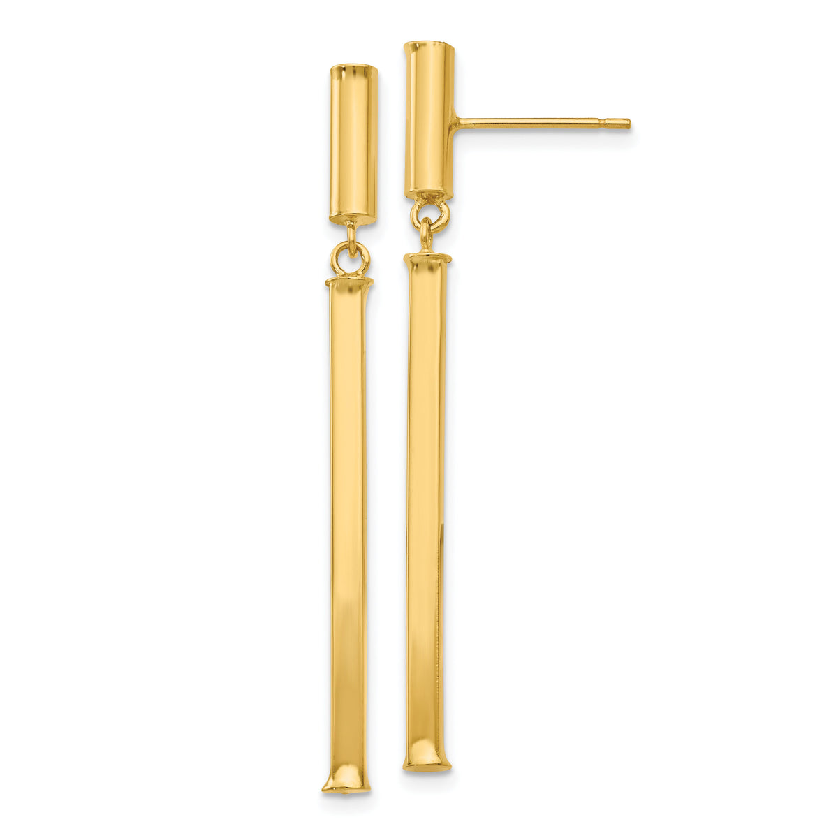 14k Fancy Squared Post Dangle Earrings-E815