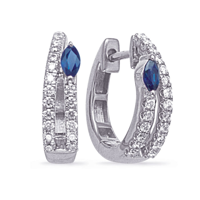White Gold & Diamond Sapphire Hoop Earr