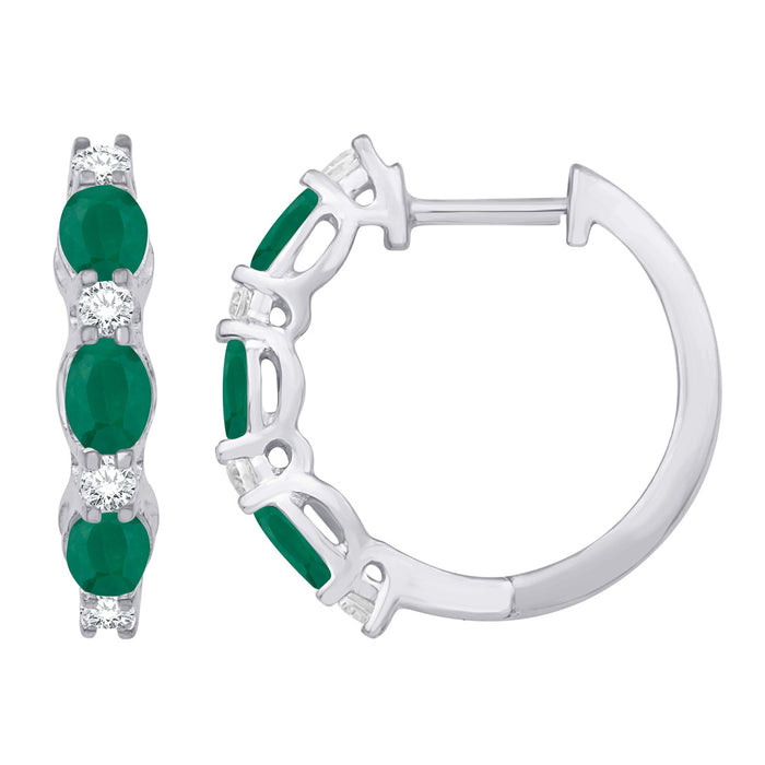 White Gold Diamond & Emerald Earring