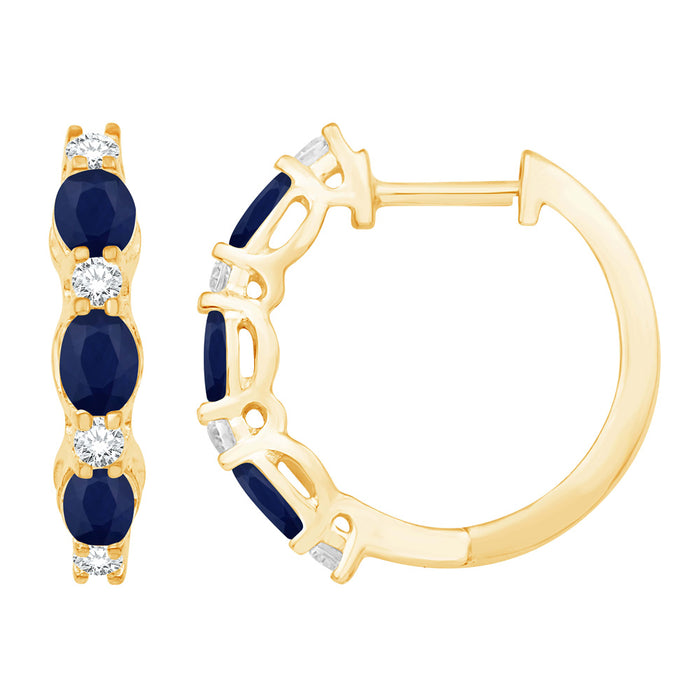 Yellow Gold Diamond & Sapphire Earring