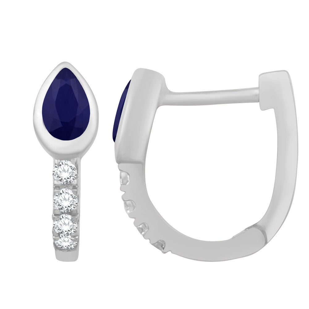 White Gold Sapphire  & Diamond Earring