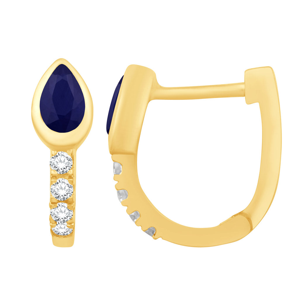 Yellow Gold Sapphire & Diamond Earring
