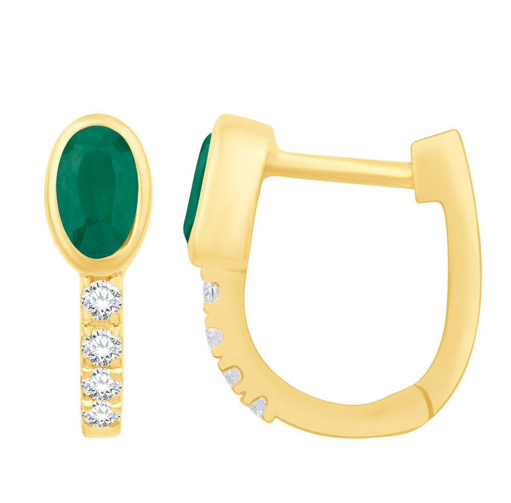 Yellow Gold Diamond & Emerald Earring