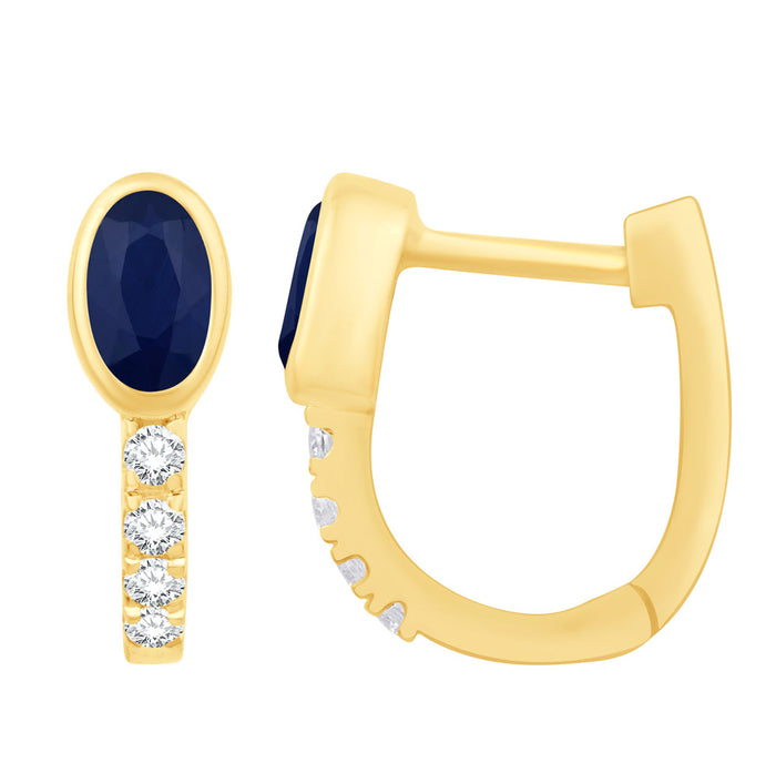 Yellow Gold Diamond & Sapphire Earring