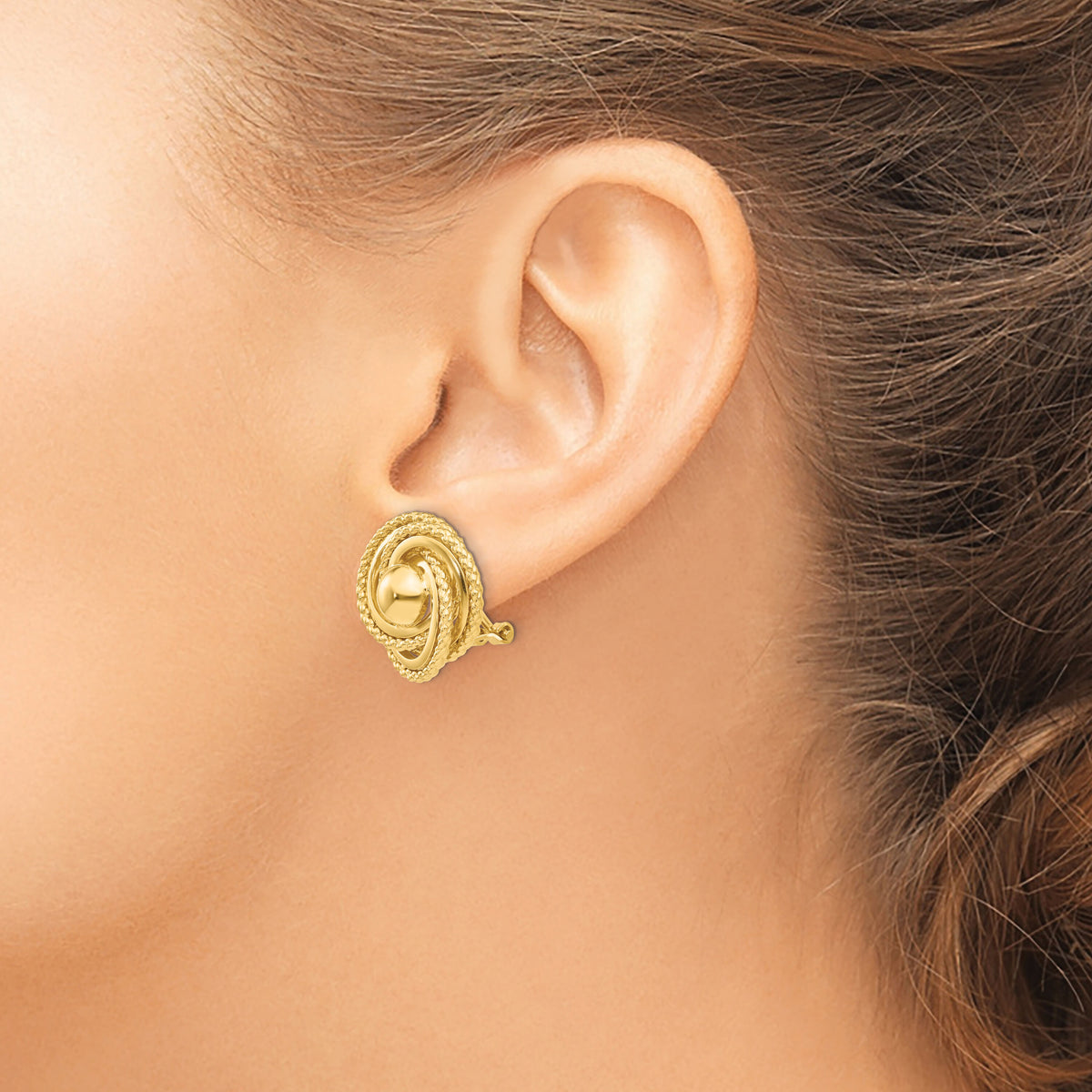 14k Polished & Twisted Fancy Omega Back Post Earrings-E824