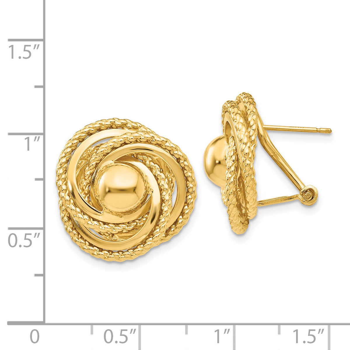 14k Polished & Twisted Fancy Omega Back Post Earrings-E824