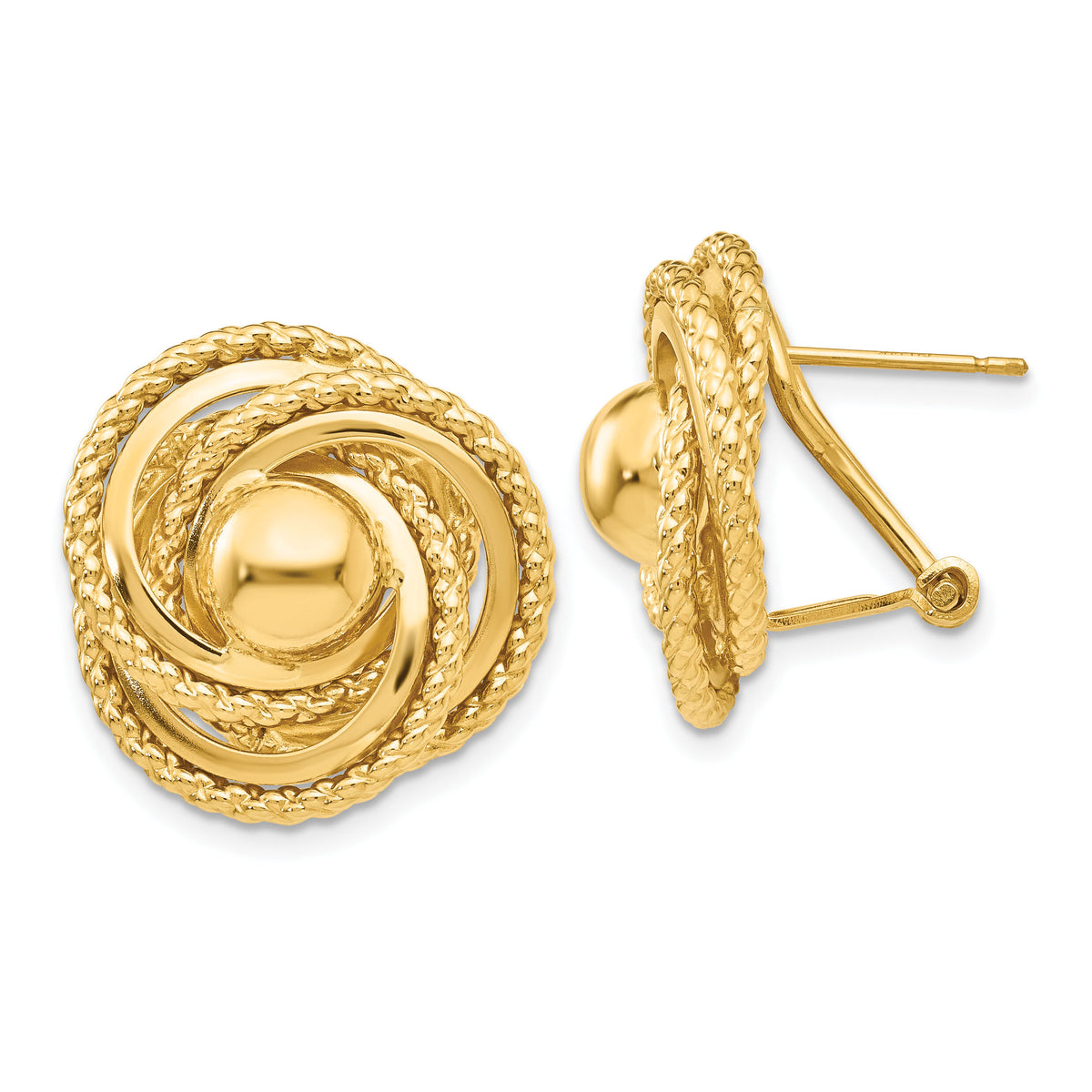 14k Polished & Twisted Fancy Omega Back Post Earrings-E824